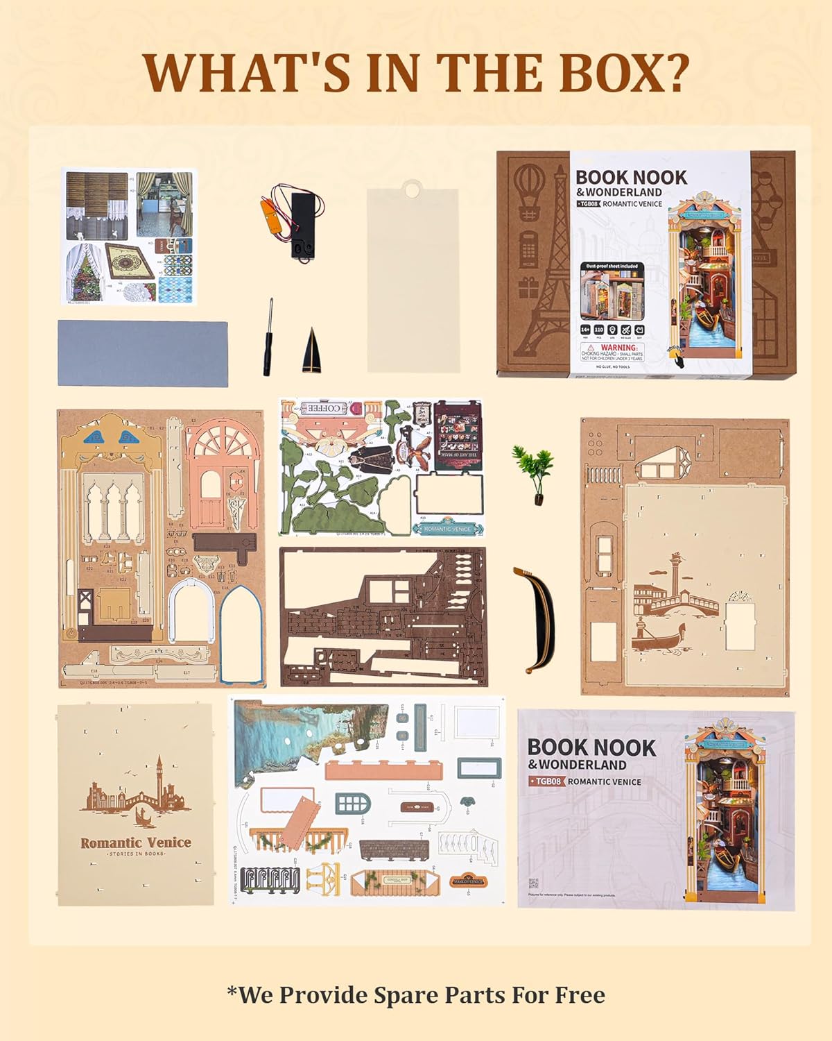 Robotime Romantic Venice Book Nook Kit — front angle