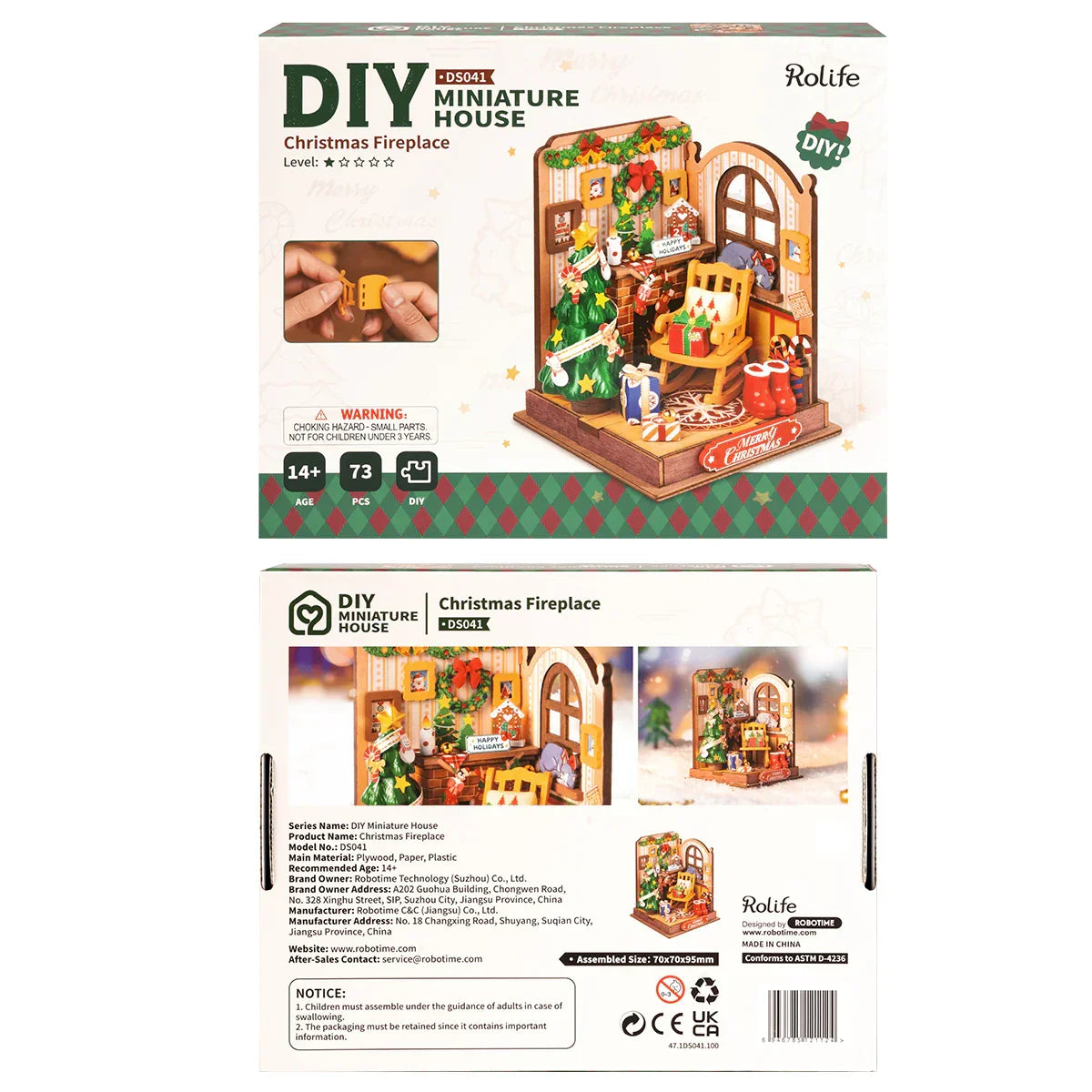Rolife Christmas Fireplace DIY Miniature Dollhouse Kit — scene view