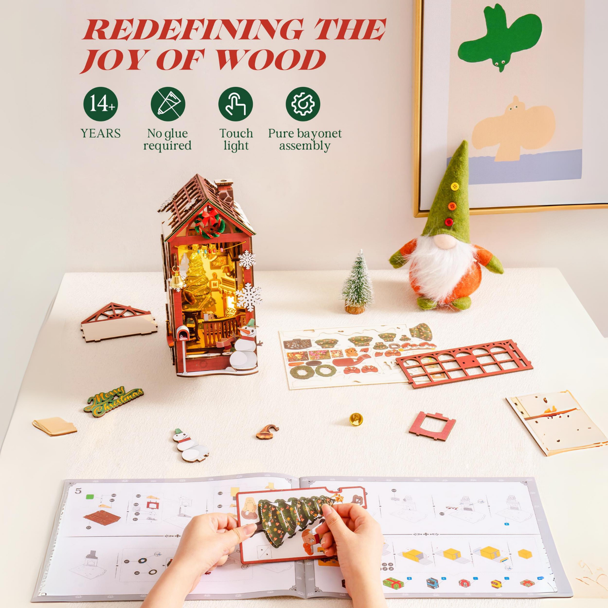 Rolife Christmas Indoor Scene DIY Book Nook Kit — scene view