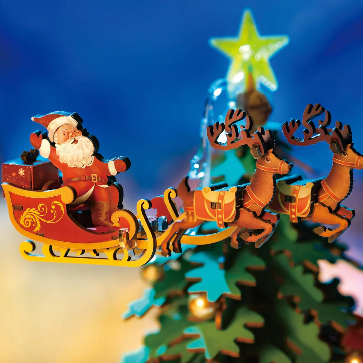 Rolife Christmas Melody Tree Music Dreamer DIY Music Box — open display view