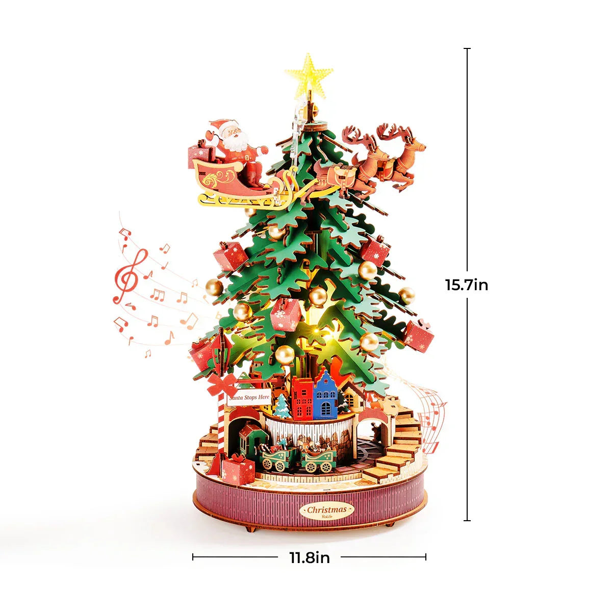 Rolife Christmas Melody Tree Music Dreamer DIY Music Box — scene view