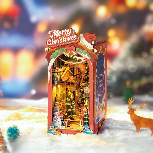Rolife Christmas Street DIY Book Nook Kit — detalied side view