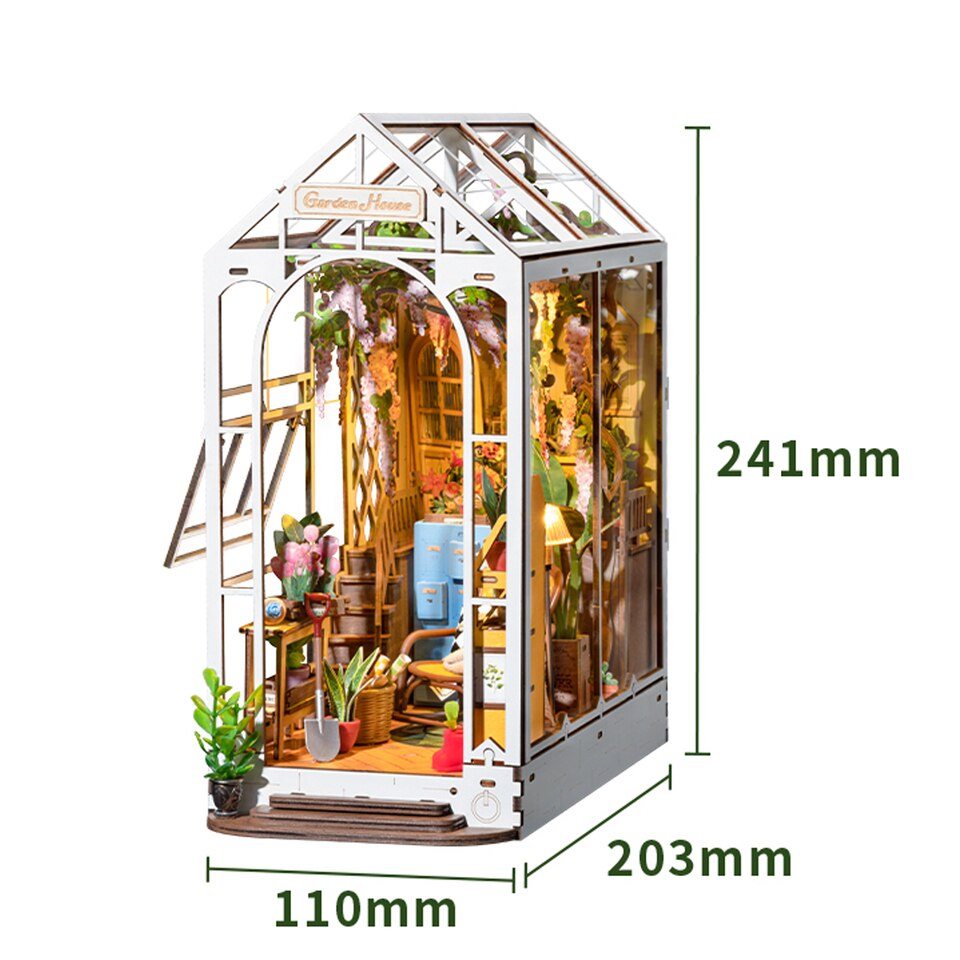 Robotime Rolife Garden House DIY Book Nook Kit — scene view