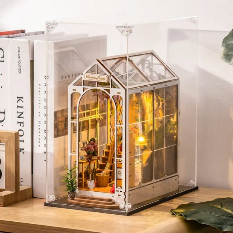 Robotime Rolife Garden House DIY Book Nook Kit — detalied side view