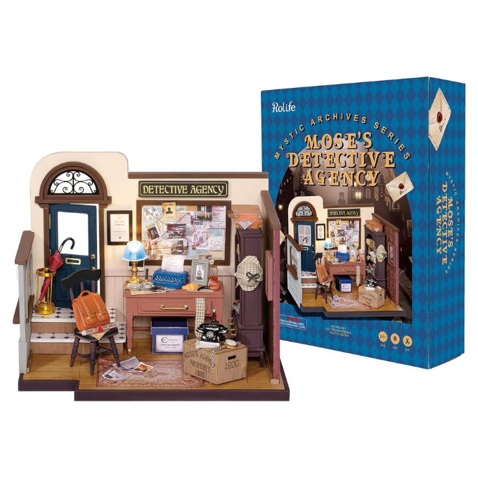 Rolife Moses Detective Agency DIY Dollhouse Kit — detalied side view