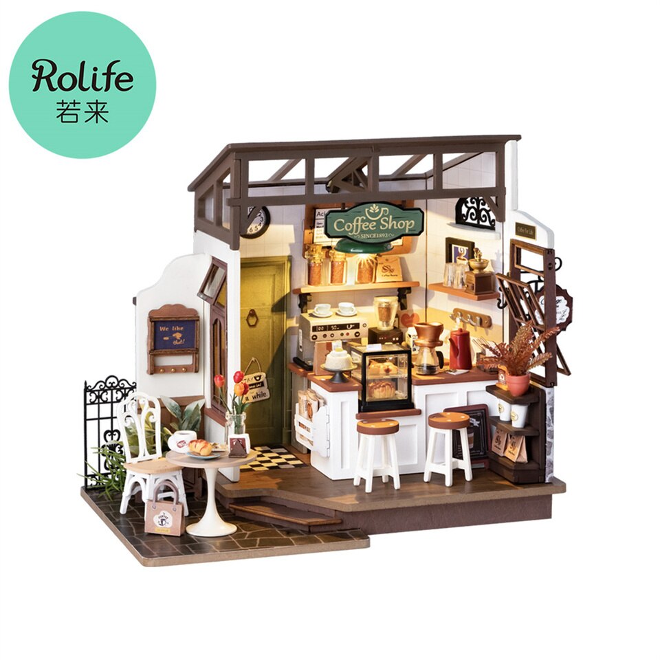 Rolife No 17 Cafe DIY Dollhouse Kit — open display view