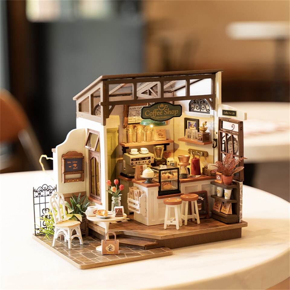 Rolife No 17 Cafe DIY Dollhouse Kit — scene view