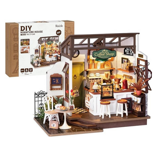 Rolife No 17 Cafe DIY Dollhouse Kit — detalied side view