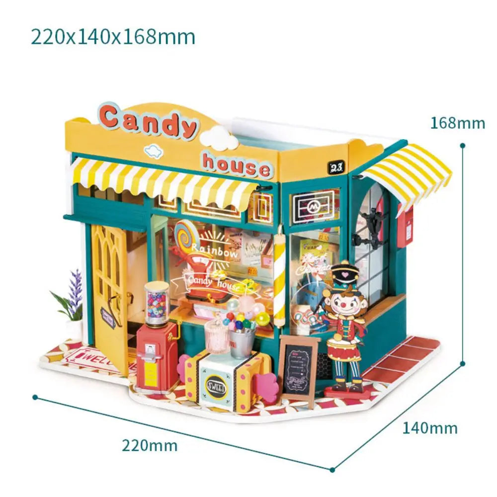 Rolife Rainbow Candy House DIY Dollhouse Kit — detalied side view
