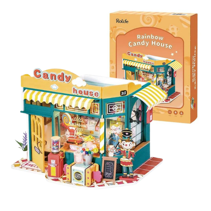 Rolife Rainbow Candy House DIY Dollhouse Kit — detalied side view