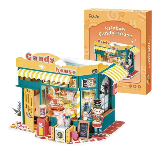 Rolife Rainbow Candy House DIY Dollhouse Kit — detalied side view
