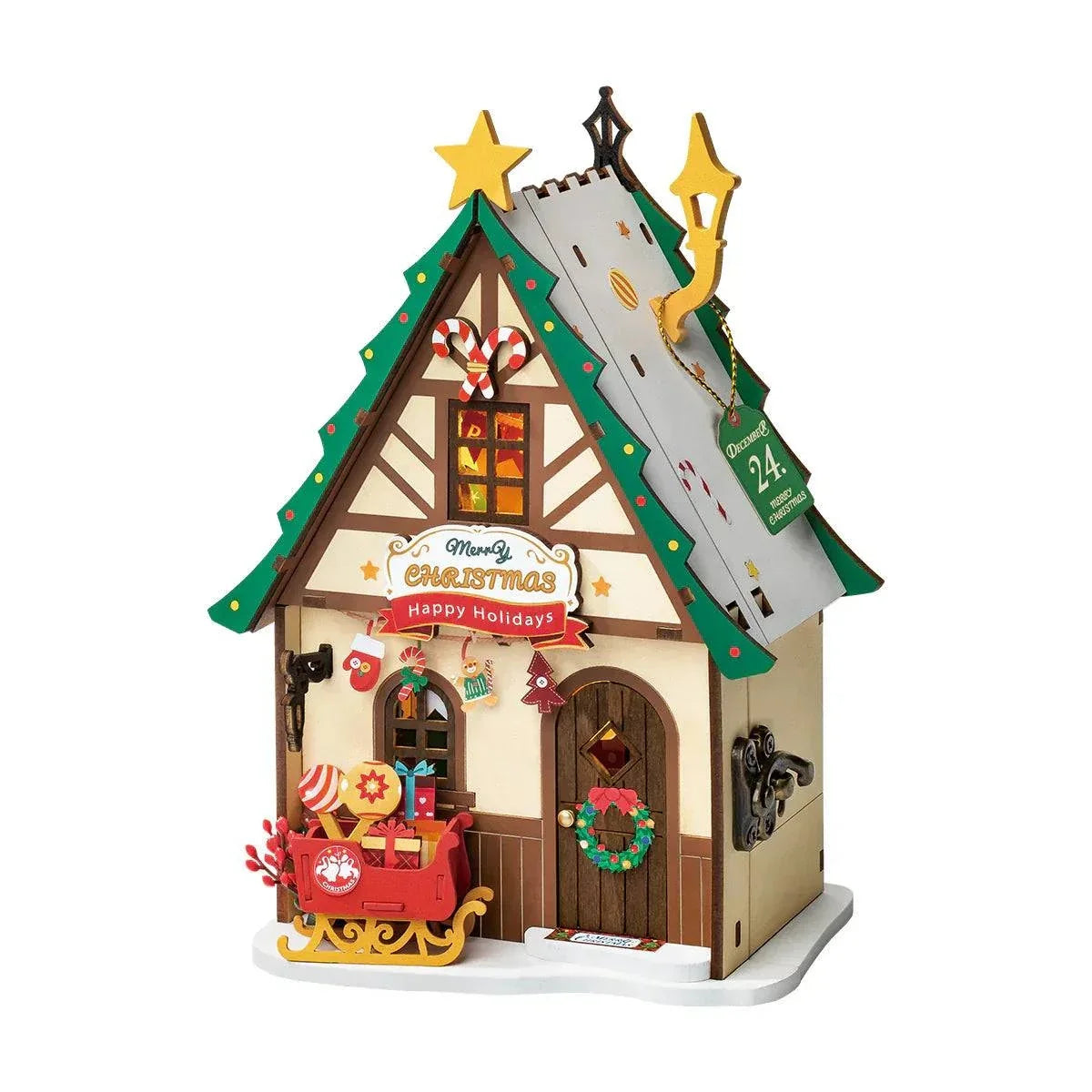 Rolife Twinkling Christmas House DIY Miniature Dollhouse Kit — main view