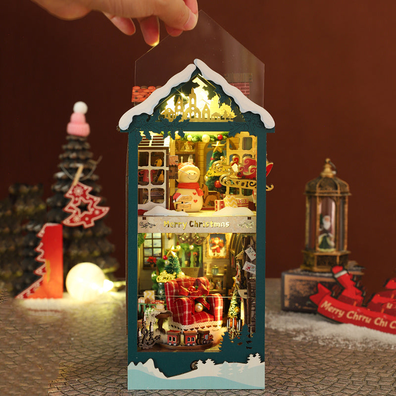 Romantic Christmas DIY Book Nook Kit — open display view