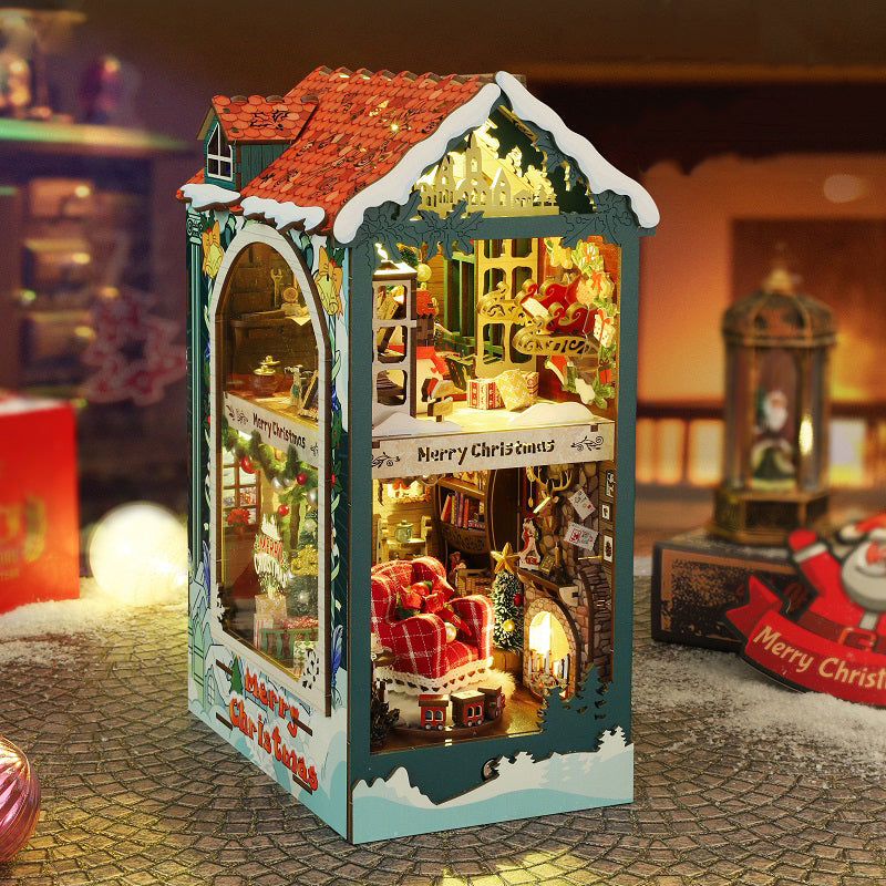 Romantic Christmas DIY Book Nook Kit — open display view