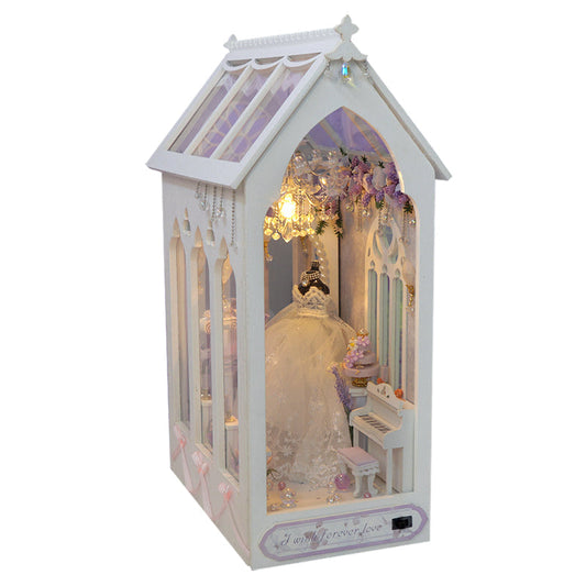 Romantic Wedding Dress DIY Book Nook Kit — detalied side view