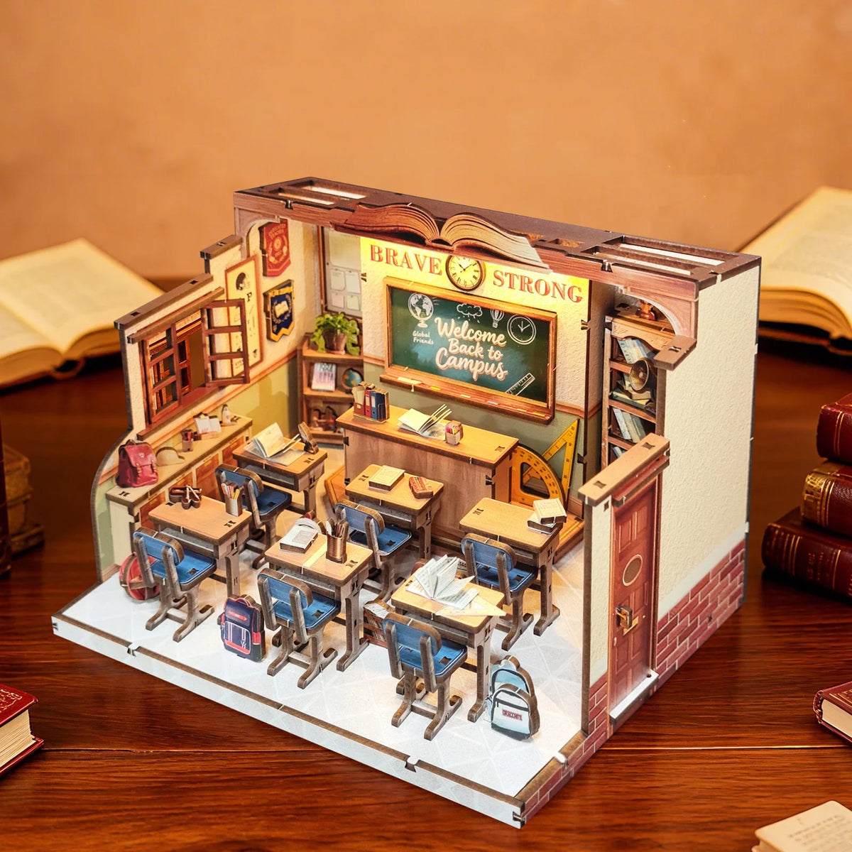 The Classroom DIY Miniature House Kit — angled close-up