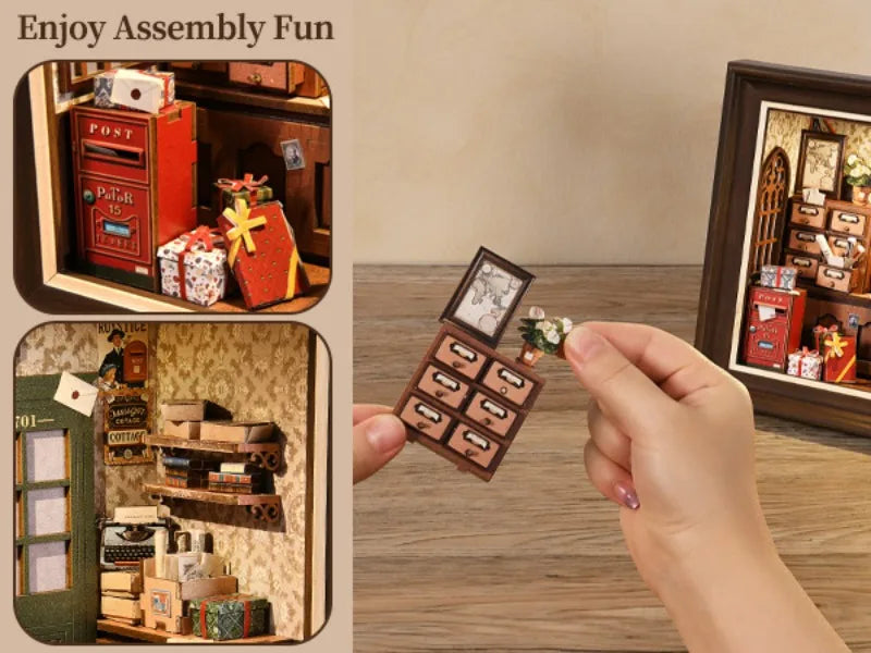 Mail Gift Cottage DIY Book Nook Kit — open display view