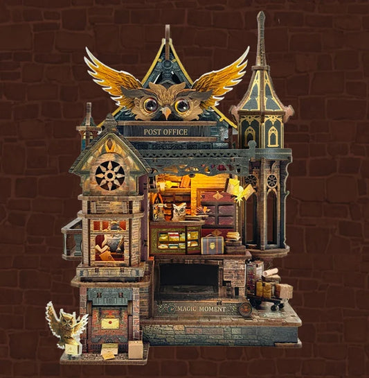 Owl Post Office DIY Miniature House Kit — detalied side view