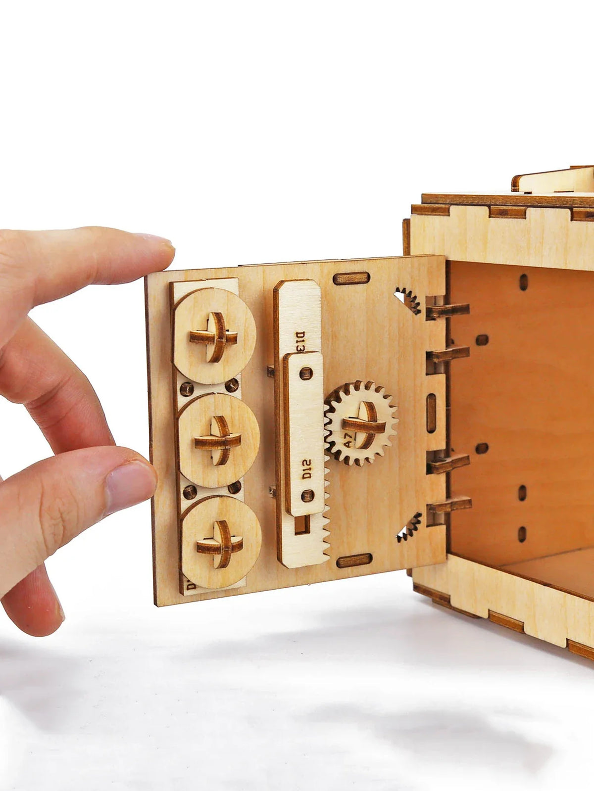 Locker Puzzle Box DIY 3D Wooden Puzzle Kit — angled close-up