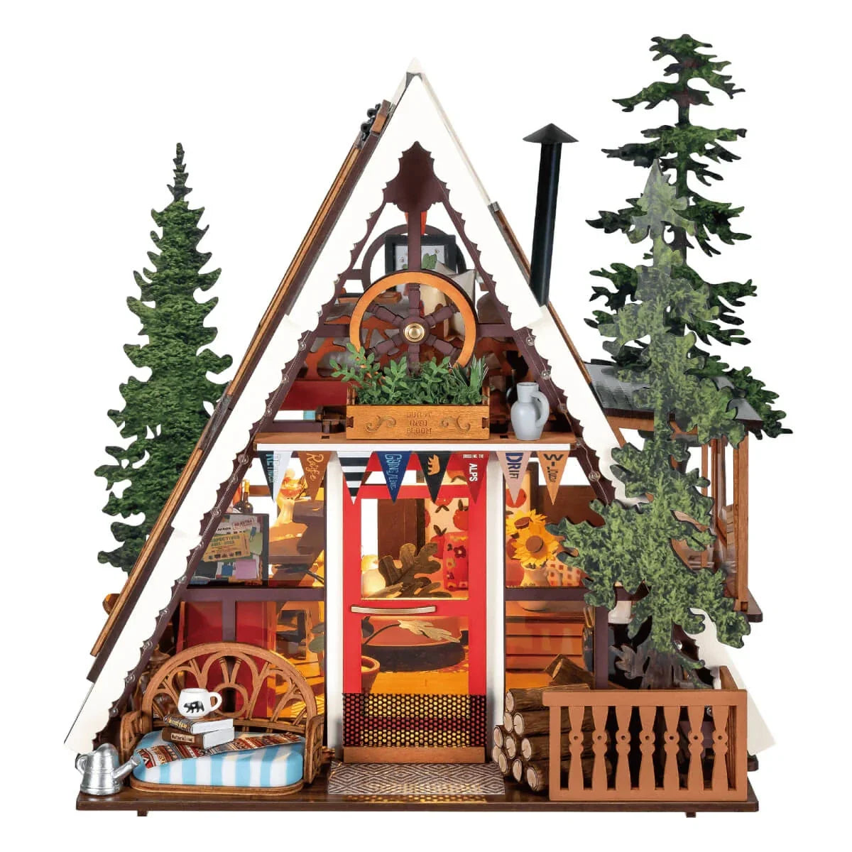 Rolife A-Frame Cabin DIY Miniature House Kit — scene view