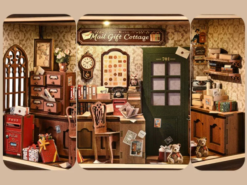 Mail Gift Cottage DIY Book Nook Kit — open display view