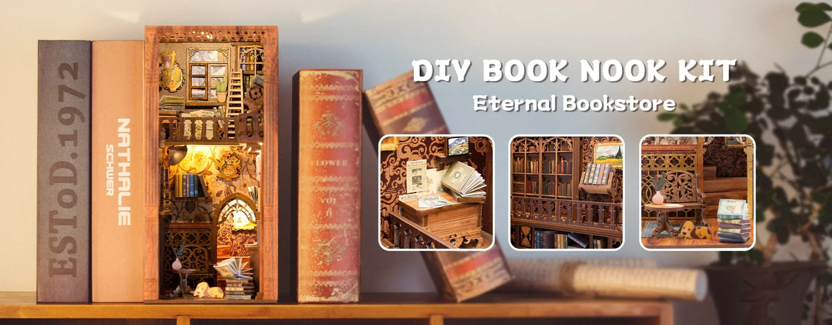 YS05 With DustCover DIY Book Nook Kit — box and pieces