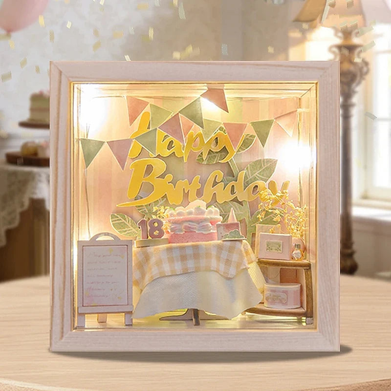 Sewing Shop DIY Miniature House Kit — scene view