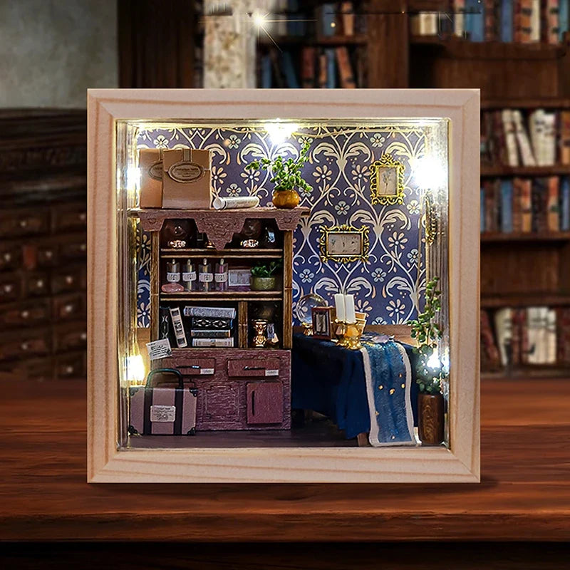 Sewing Shop DIY Miniature House Kit — front angle