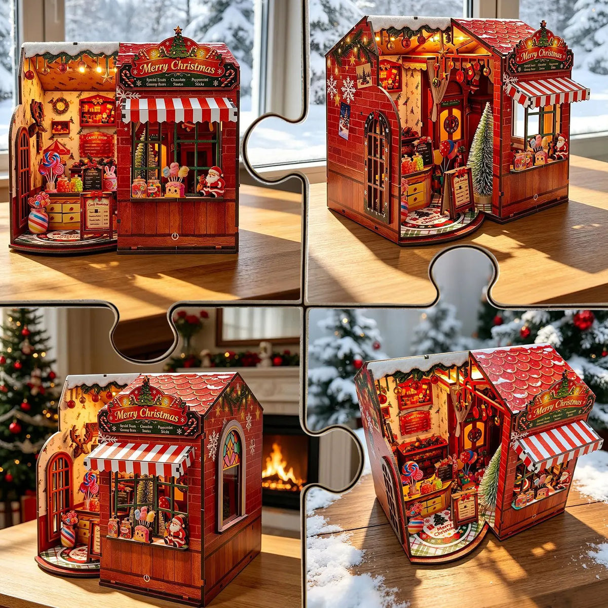 Christmas Candy House DIY Miniature House Kit — angled close-up