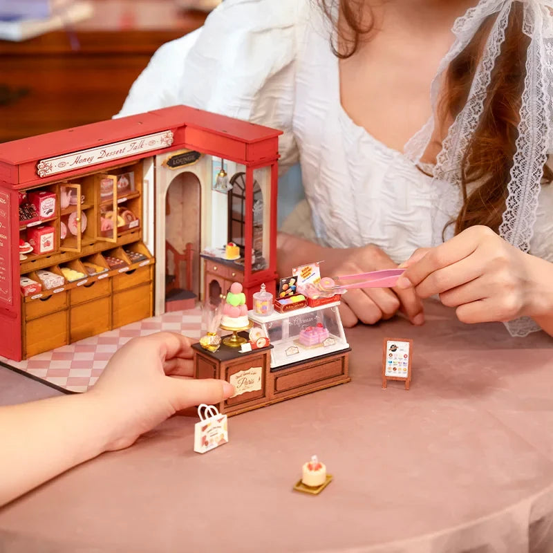 Rolife Honey Dessert Talk DIY Miniature House Kit — angled close-up