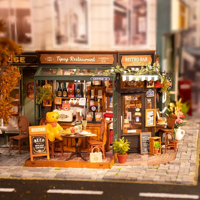 Tipsy Restaurant DIY Miniature House Kit — box and pieces