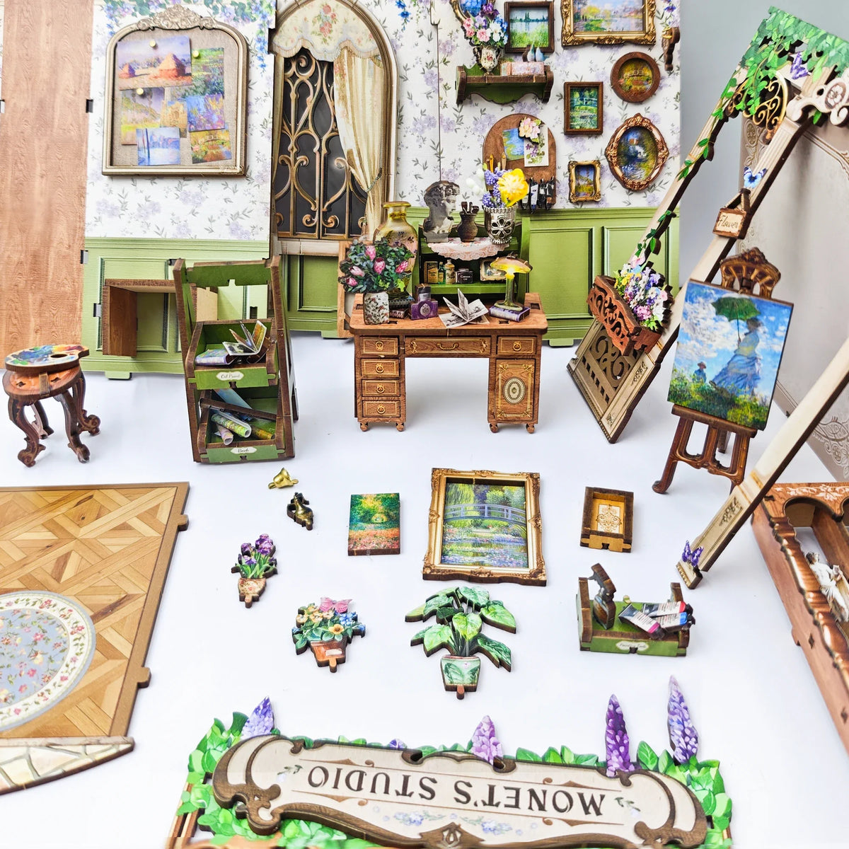 Monets Studio Shelf DIY Book Nook Kit — front angle