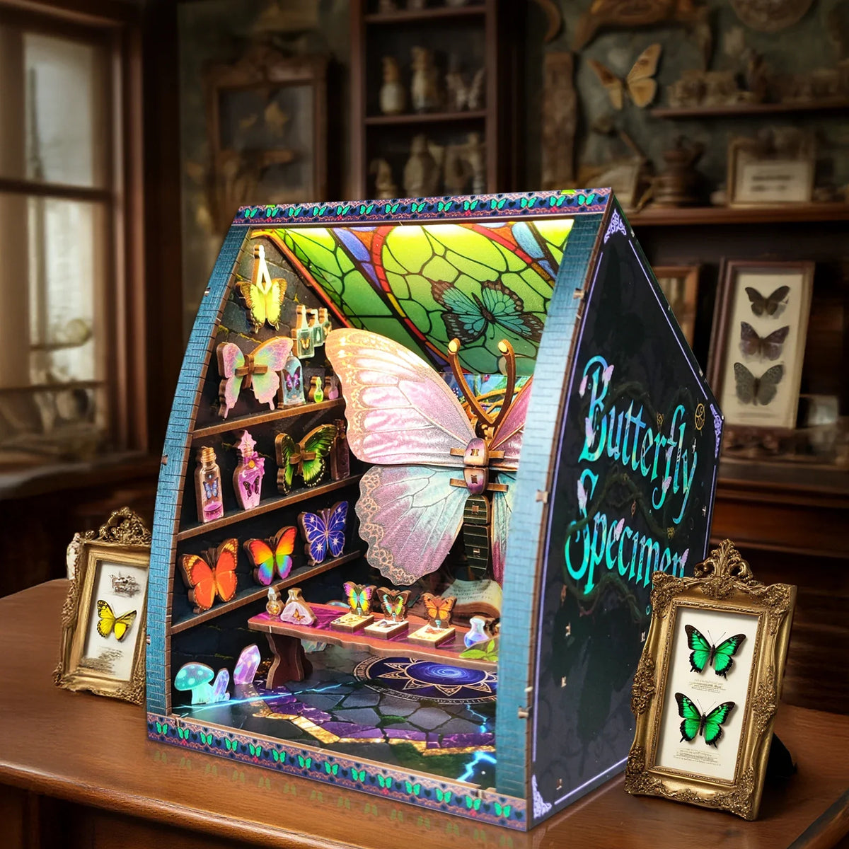 Butterfly Room DIY Miniature House Kit — open display view