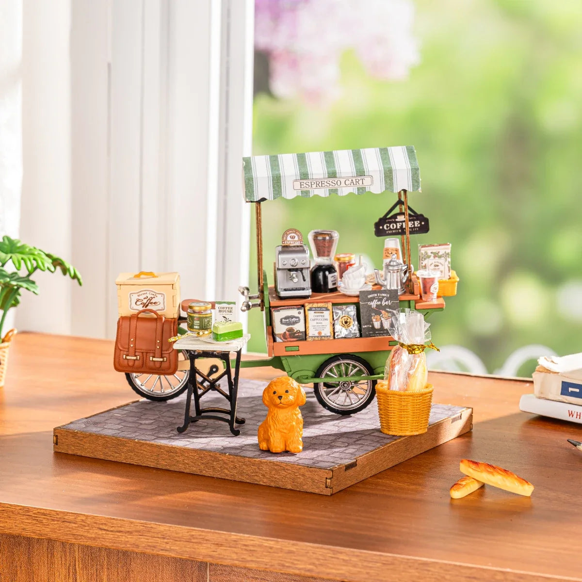 Rolife Vienna Bookstore DIY Miniature House Kit — open display view