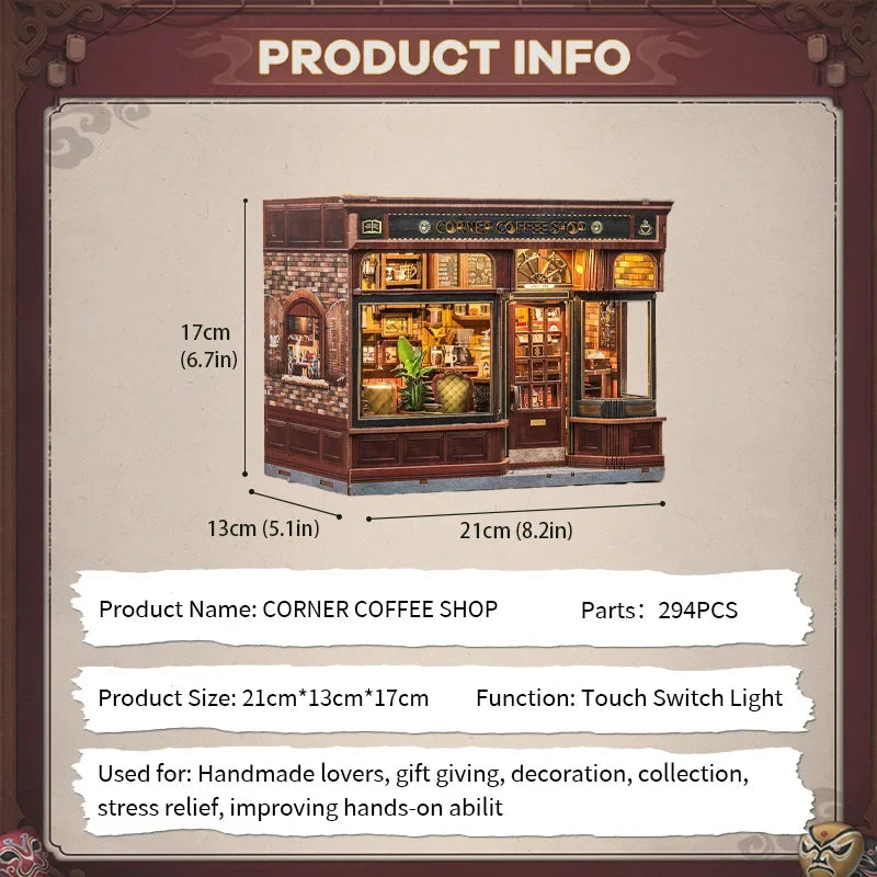 Corner Coffee Shop DIY Book Nook Kit — angled close-up