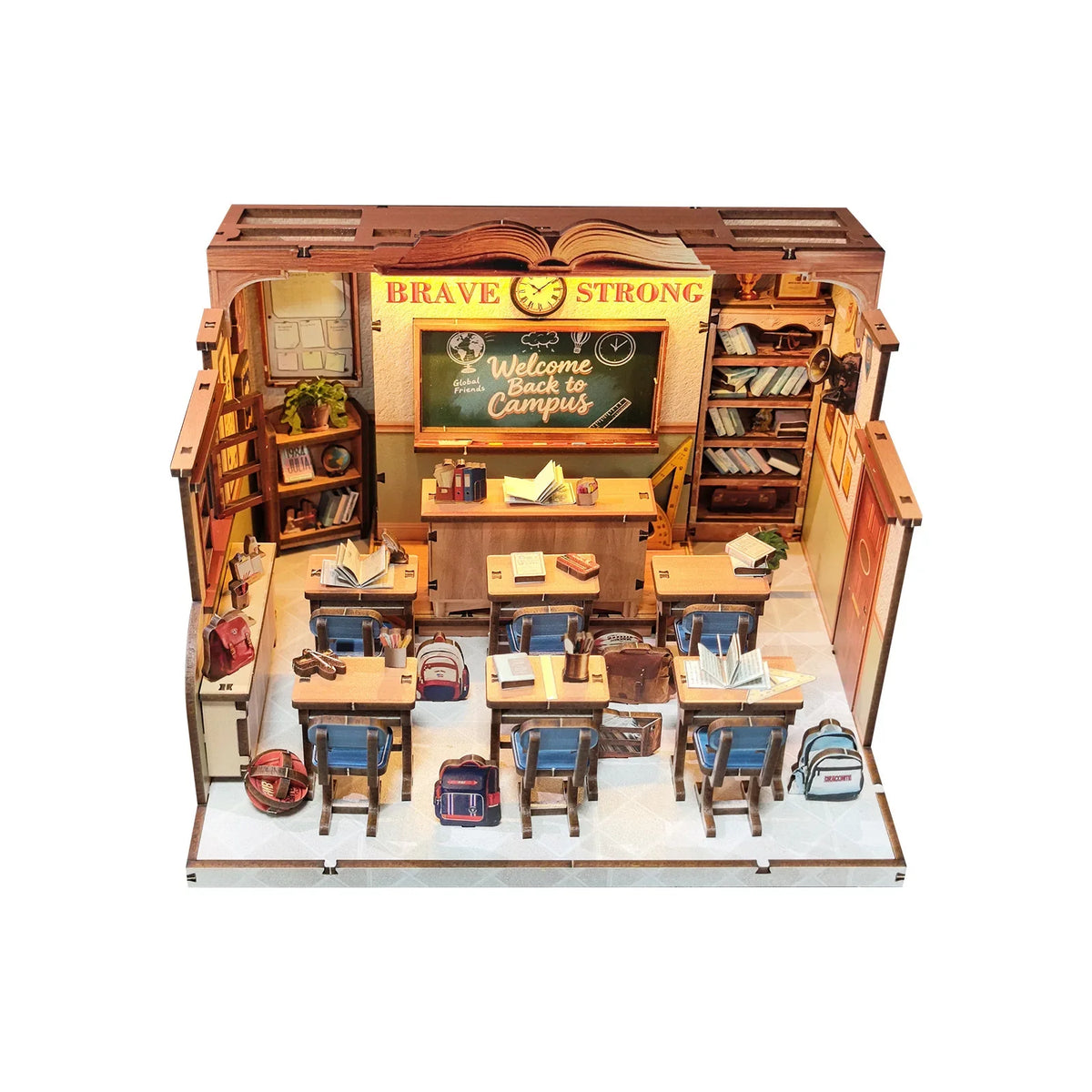 The Classroom DIY Miniature House Kit — box and pieces