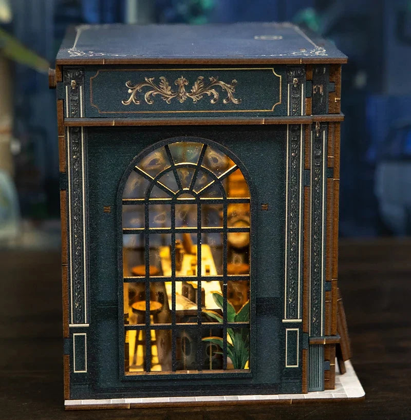 Coffee Shop DIY Miniature House Kit — angled close-up