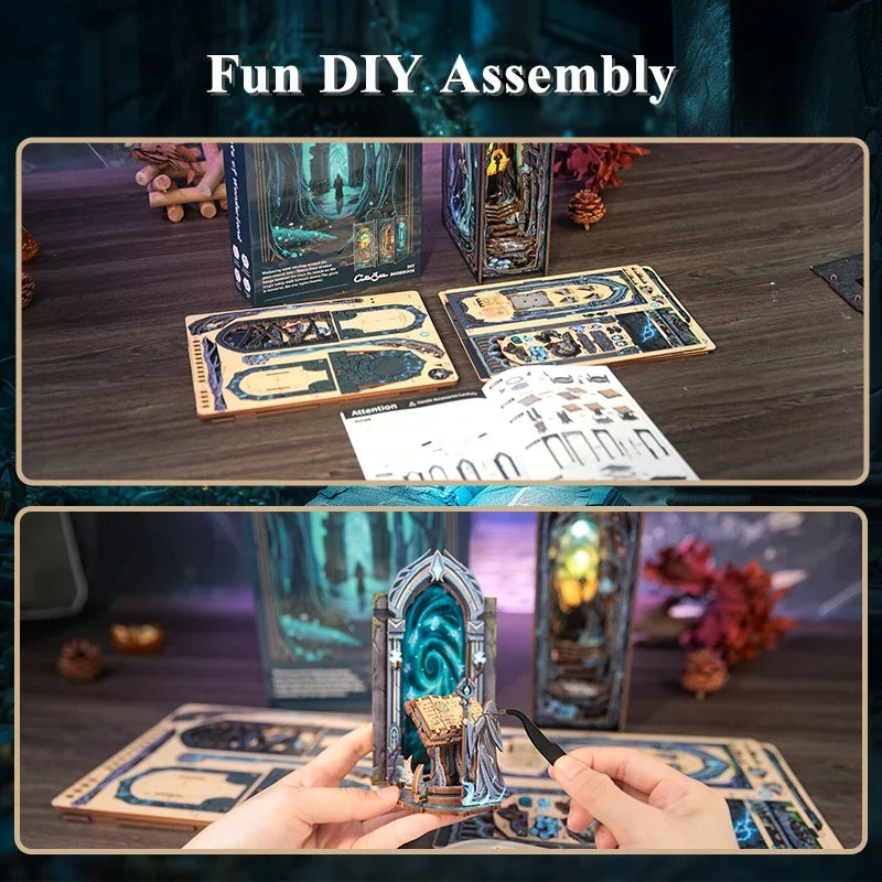 Gate of Wonderland DIY Book Nook Kit — box and pieces