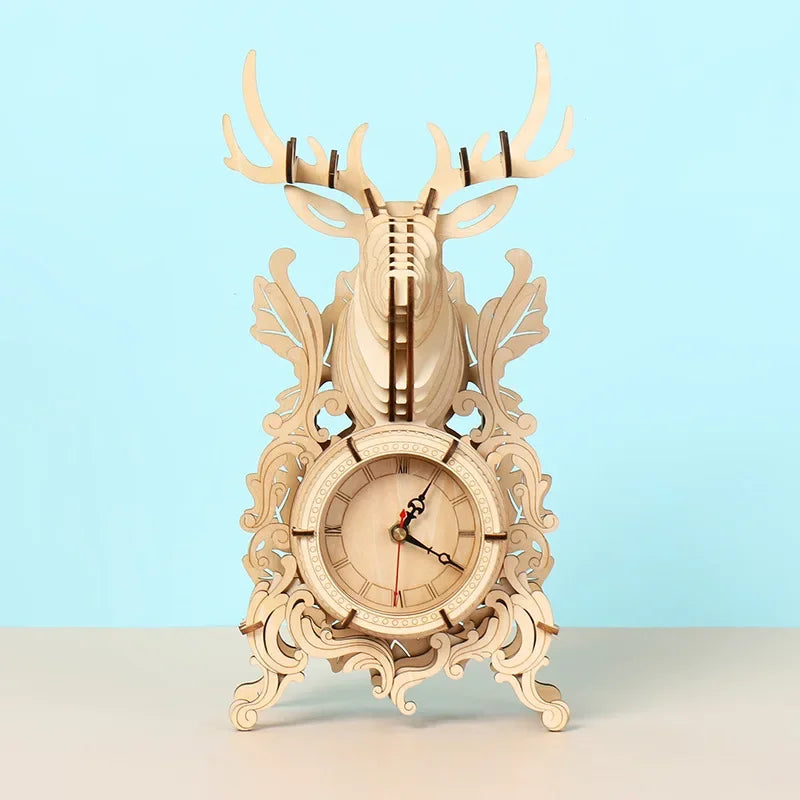 Wooden Clock 3D Puzzle Kit — scene view