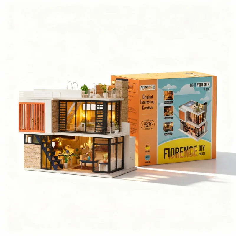 Florence DIY Miniature House Kit — detalied side view