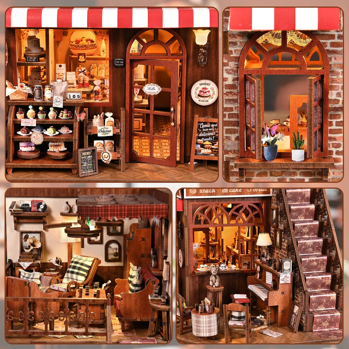Cute Cake Shop DIY Book Nook Kit — detalied side view