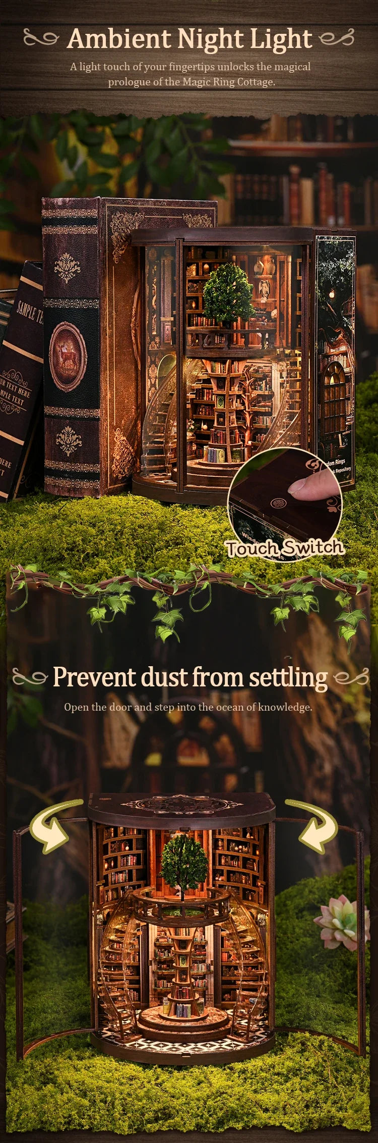 New Figurines Miniatures Wisdom Rings DIY Book Nook Kit — main view
