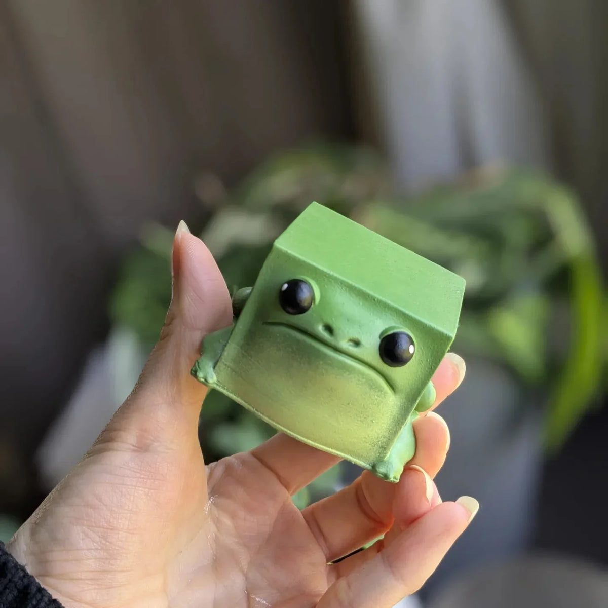 Cute Frog Resin Figurine — open display view