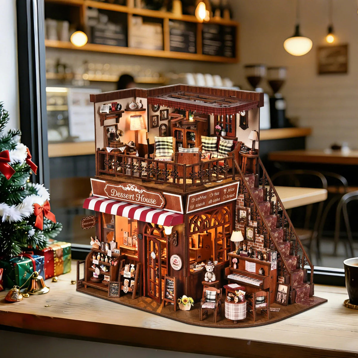 Cute Cake Shop DIY Book Nook Kit — open display view