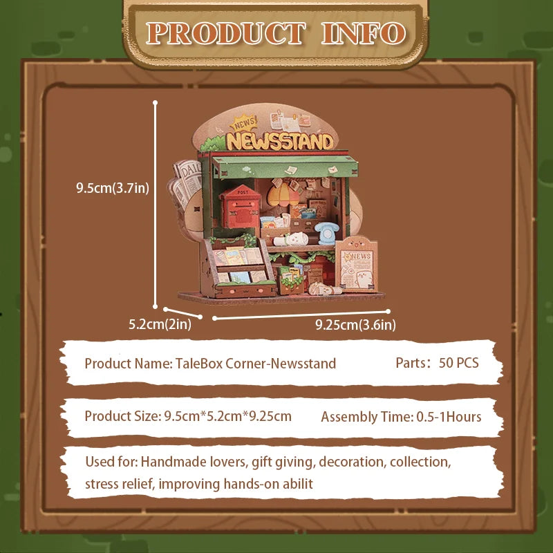 Newsstand DIY Miniature House Kit — open display view