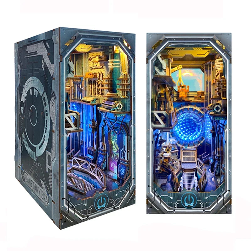 Planetary Era 3D DIY Book Nook Kit — box and pieces