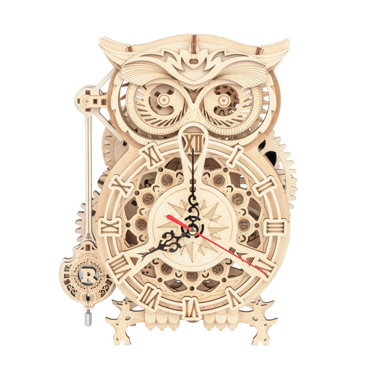 Robotime Rokr 3D Owl Desk Clock Kit LK503 – 161pcs DIY Wooden — main view