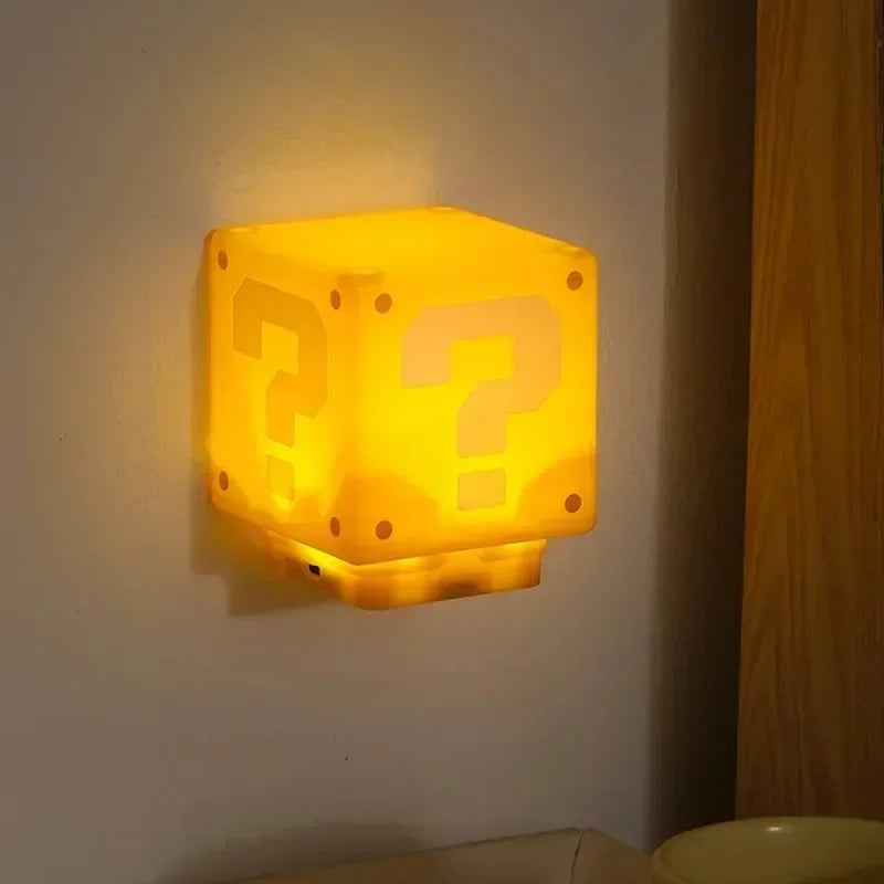 Super Mario Question Mark Block LED Light — open display view