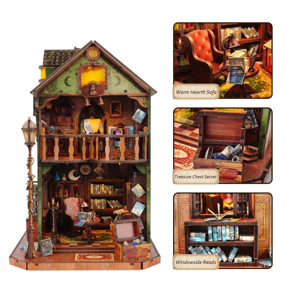Owl Library DIY Miniature House Kit — front angle