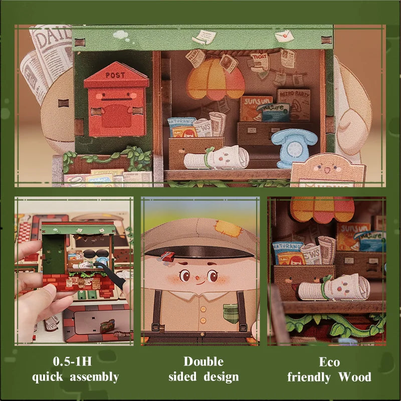 Newsstand DIY Miniature House Kit — angled close-up
